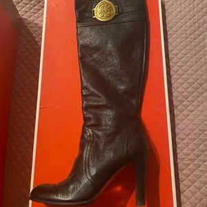 Juicy Couture Black Leather Heeled Boots